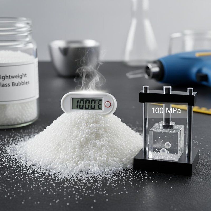 Microsfere di vetro leggere con densità apparente 0,12-0,15 e resistenza alla compressione fino a 100 MPa per resistenza alle alte temperature