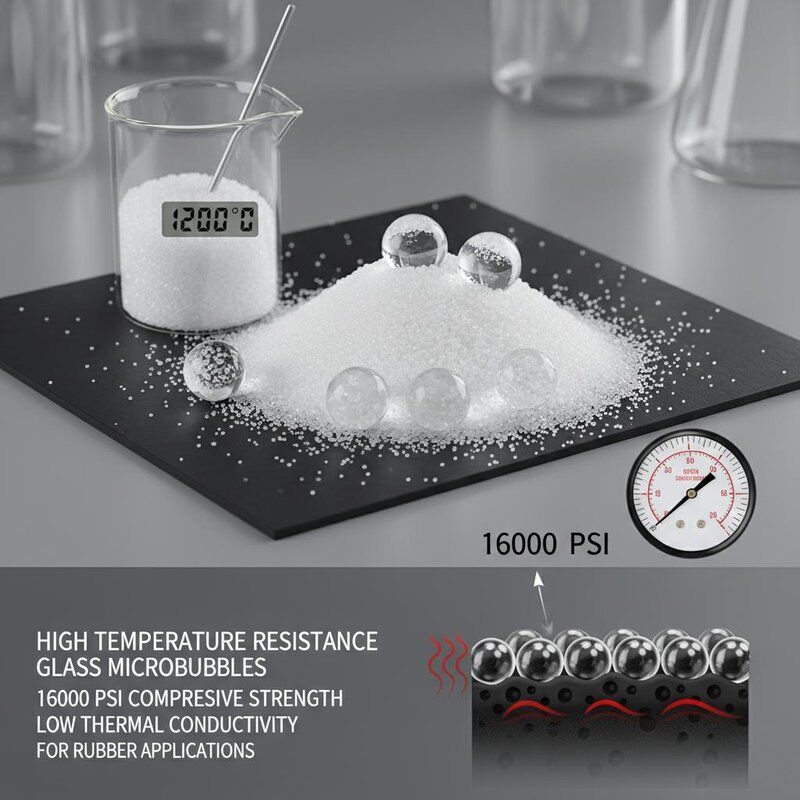Microbolle di vetro resistenti alle alte temperature con resistenza compressiva di 16000 psi e bassa conduttività termica per applicazioni in gomma