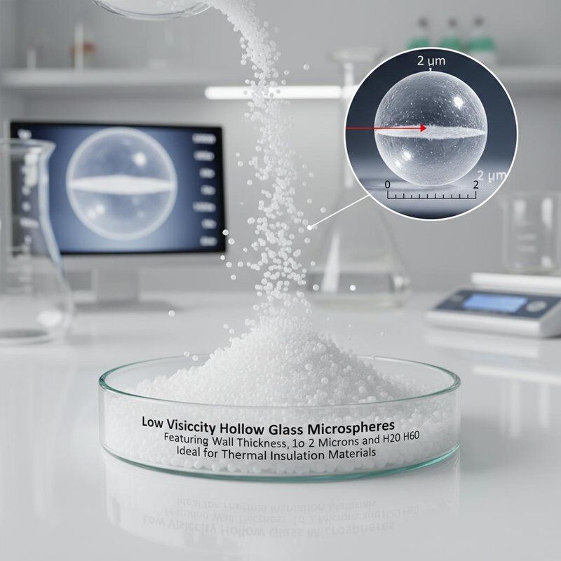 Microsfere di vetro cave a bassa viscosità con spessore della parete da 1 a 2 micron e dimensioni H20 H60 per isolamento termico